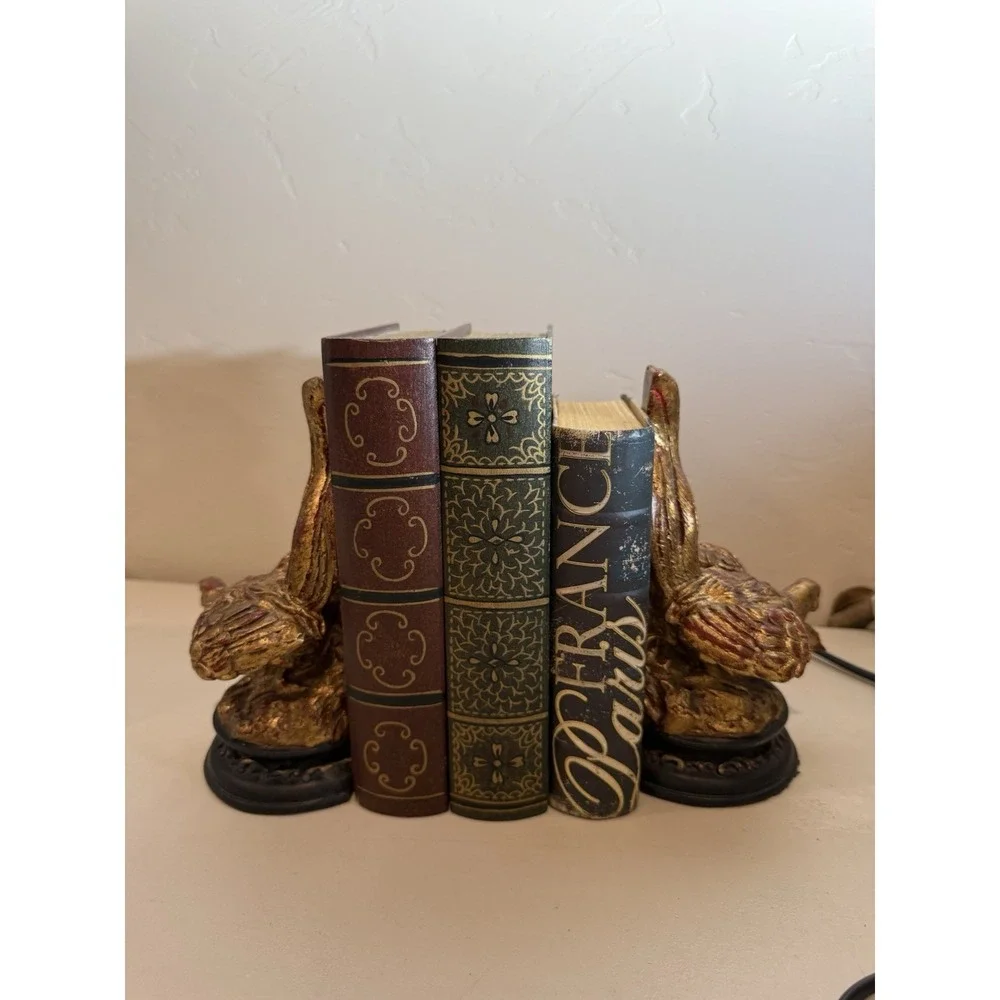 Vintage Pheasant Bookends Heavy Cast Composite 7.25